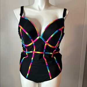 City Chic Grenada Rainbow Swimsuit